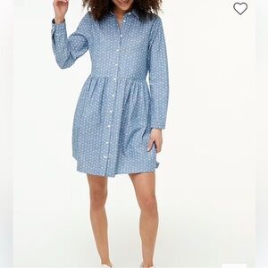 J Crew Factory Floral Collared Denim Mini Dress